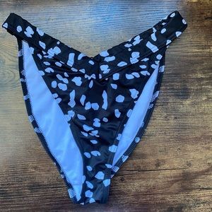 High Leg Dalmatian Print Swim Bottom